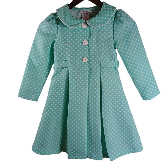 Bonnie Jean Girls Sz 6 Mint Green Polka Dot Lightweight Peacoat | Spring Easter - Picture 2 of 6